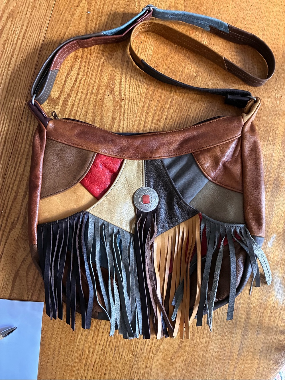 New Fringe Patchwork Leather Multicolor Crossbody Bag